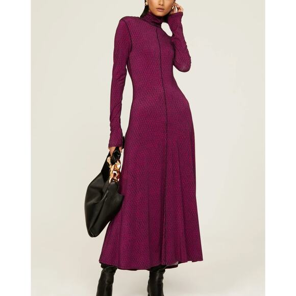 Proenza Schouler Dresses & Skirts - Proenza Schouler Magenta Python Midi Dress SMALL Designer Career Turtleneck $450